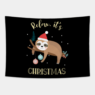 Relax It's Christmas Funny Sloth Tapestry