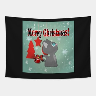 Merry Christmas Custom Gifts, Cat Lover Christmas Shirt MERRY CHRISTMAS Cute Kitty Gift Tapestry