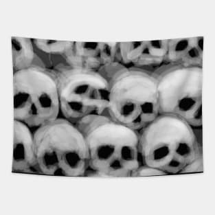 Many White Fading Human Skulls Tapestry