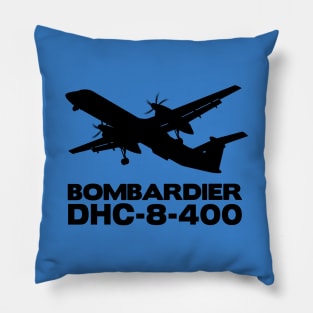 Bombardier Dash 8-400 Silhouette Print (Black) Pillow