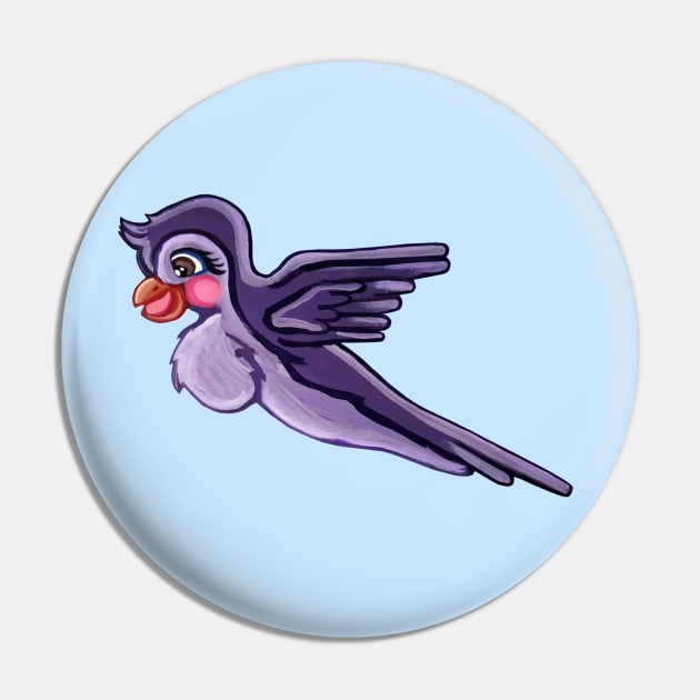 Cute Flying Purple Parrot Pin by Art by Deborah Camp