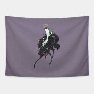 Scared Black Cat With Witch Arm Tapestry