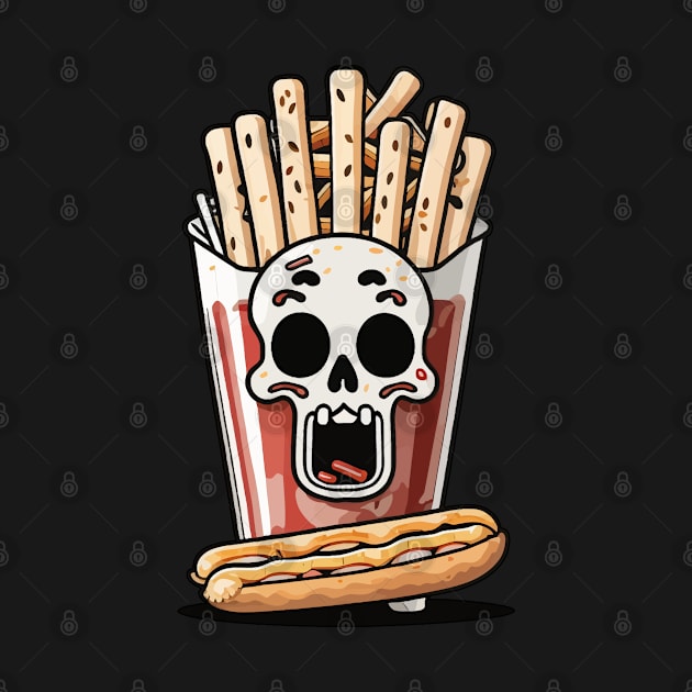 Fries, skull, and hotdog by DeathAnarchy