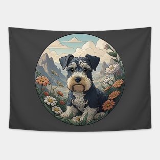 Mini Schnauzer Field Of Flowers Tapestry