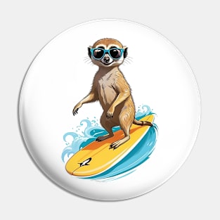 Surfing Meerkat Pin