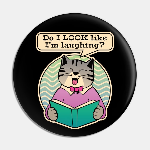 Laughing Cat Reading Book Joke Pin by Sue Cervenka