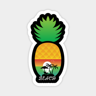 Vintage Sunset Pineapple Beach Magnet