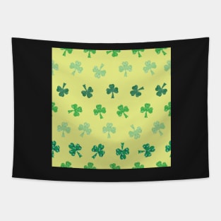 Rows of pattern filled Shamrocks, Saint Patricks Day on yellow Tapestry