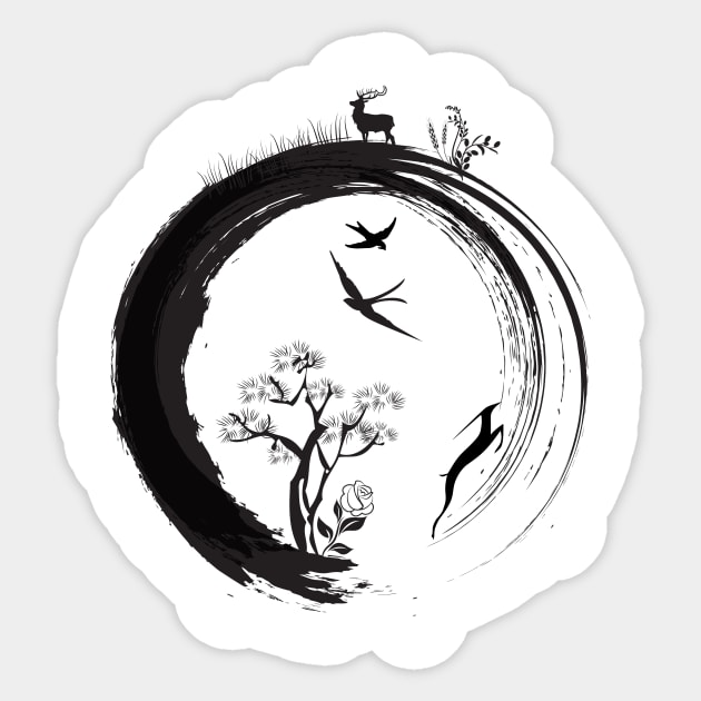 Sticker Zen Nature Noir