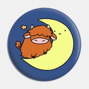 Highland Cow Crescent Moon Pin