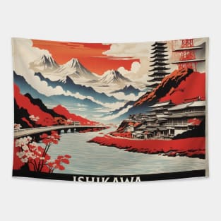 Ishikawa Japan Travel Vintage Tourism Poster Tapestry