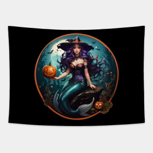 All Hallows Eve Orange Circle Tapestry