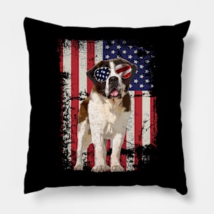 Mountain Majesty St. Bernard Dreams, Urban American Flag Pillow