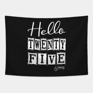 Hello Twenty five Est.1996 25th Funny Birthday Tapestry