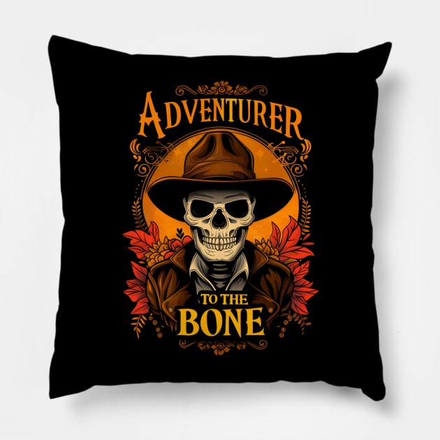 Adventurer to the Bone - Skeleton - Halloween - Indy Pillow by Fenay-Designs