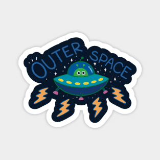 Cute Alien in Outer Space Magnet
