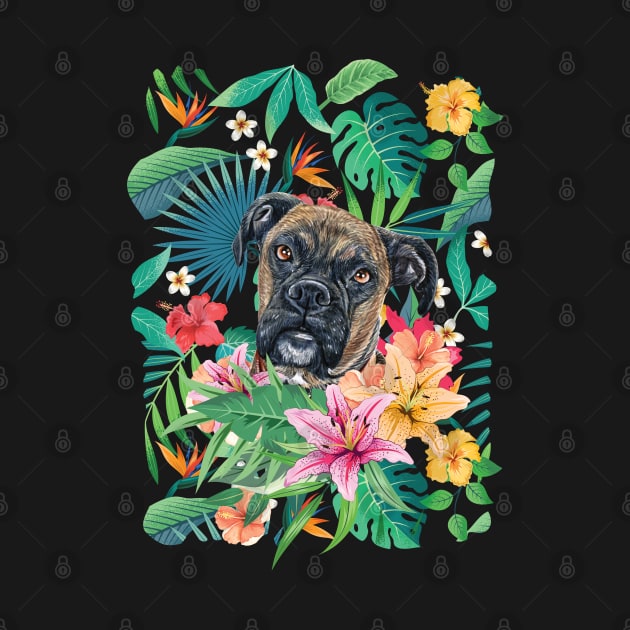 Tropical Brindle Boxer Dog 1 by LulululuPainting