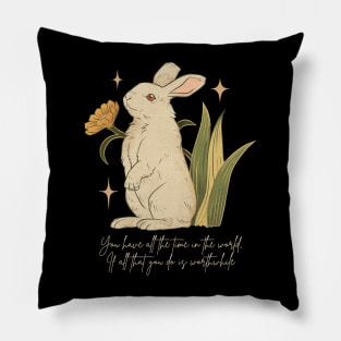 You Have All The Time In The World, If All That You Do Is Worthwhile - Calm Rabbits - Light Tan Writing Pillow