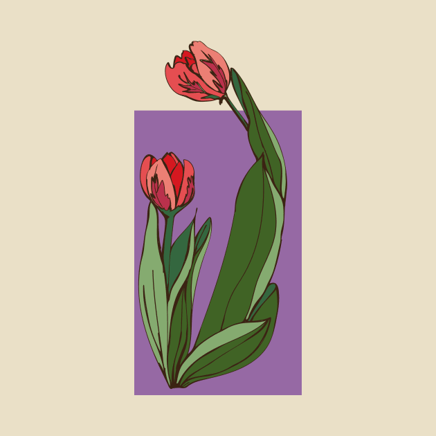 Botanical illustration of the plant tulips by EEVLADA