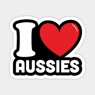 Red Heart I Love Aussies Magnet