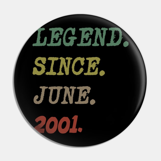 Legend Since JUNE 2001 18th Birthday Gift 18 Yrs Old T / Shirt Straight Outta 2001 18 Year Old 18th Birthday Gift T-Shirt Pin by Trendy_Designs