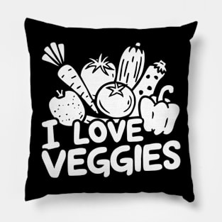 I love veggies, cartoonish vegetables illustration Pillow