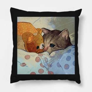 kitty bedtime (bad day) Pillow