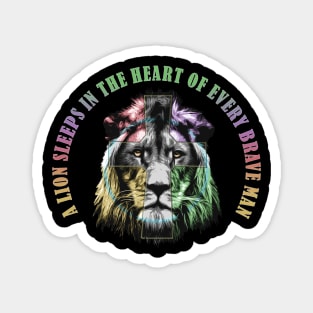 Colorful Lion Cross - high-quality vector graphic lion Magnet