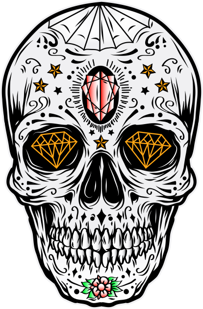 Decorative Diamond Skull Kids T-Shirt by machmigo