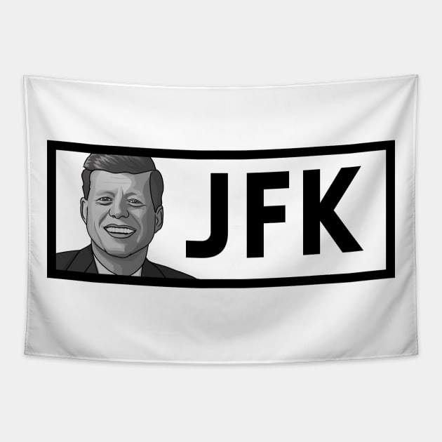 JFK: Black & White President Kennedy Portrait Tapestry by History Tees