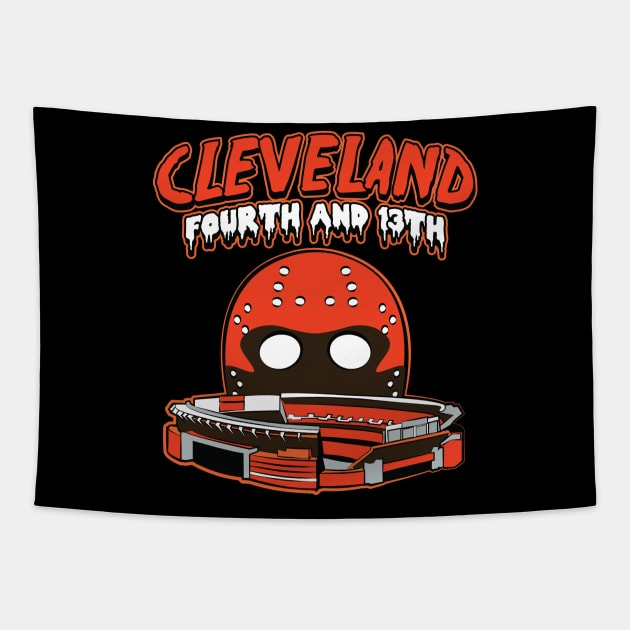 Cleveland Football Fourth and Thirteen Tapestry by DeepDiveThreads