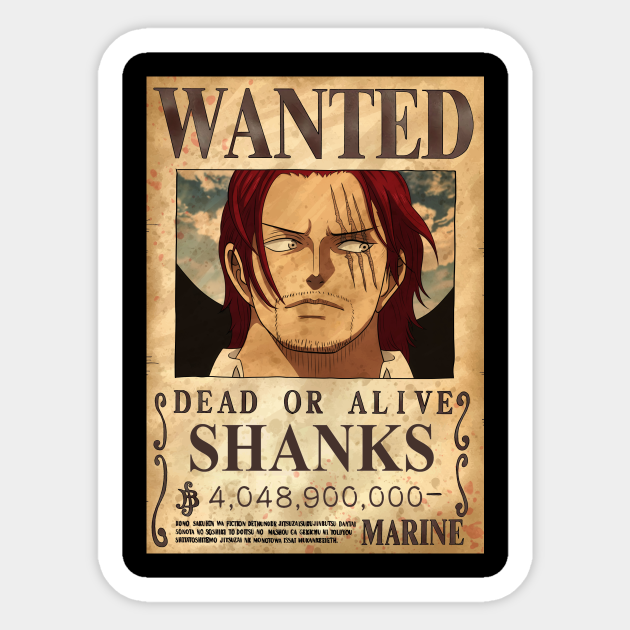 Shanks Red Hair One Piece Sticker Teepublic