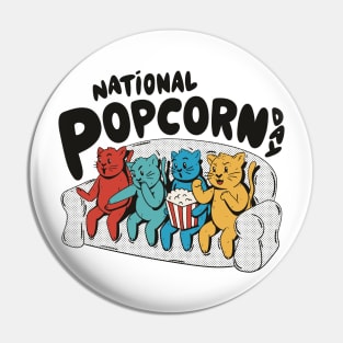 Cats Watching Movie With Popcorn Pin