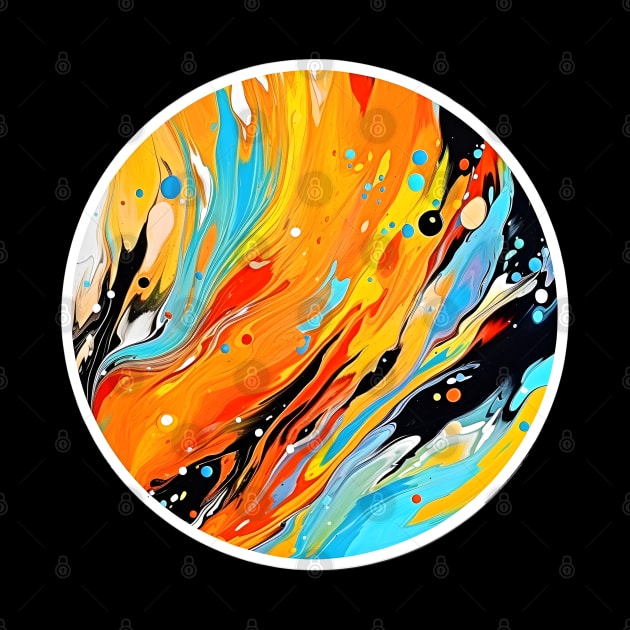 Vivid Eruption of Abstract Circle Fluid Art by AIHRGDesign