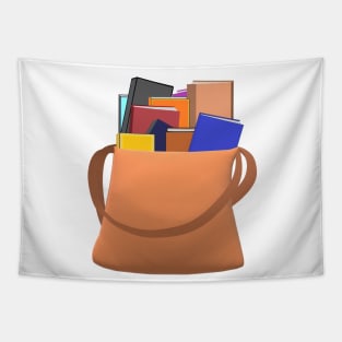 Bag of Books (White Background) Tapestry