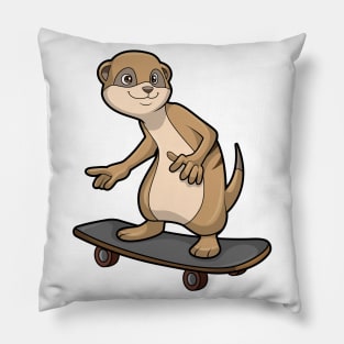 Meerkat as Skater with Skateboard Pillow