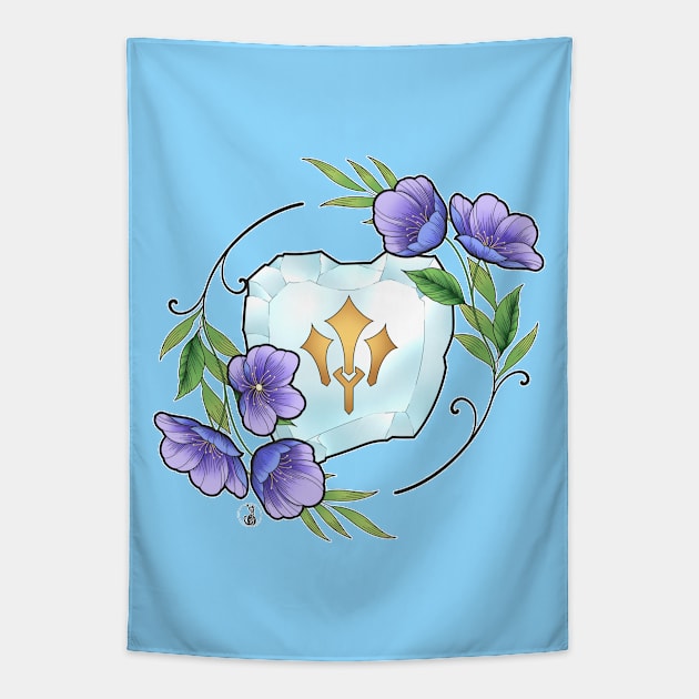 Sage from FF14 Job Crystal with Flowers T-Shirt Tapestry by SamInJapan