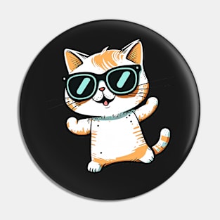 Cute ginger cat wearing sunglasses Pin