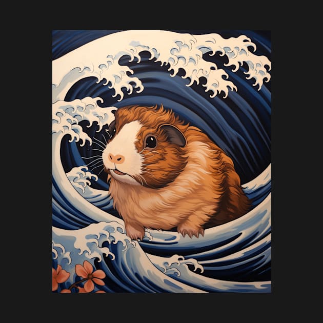 Funny Guinea Pig Art The great wave off Kanagawa Japanese by Ross Holbrook