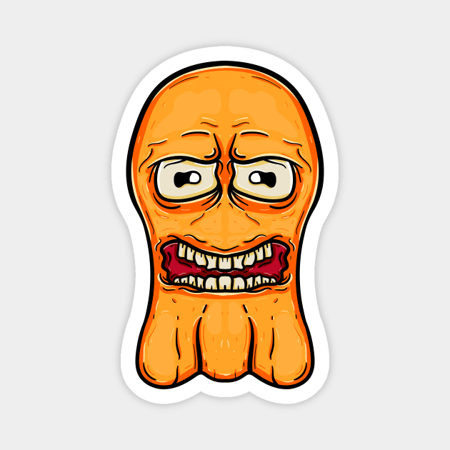 Orange boo doodle face monster Magnet by happymonday