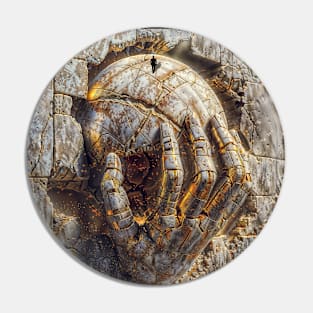 Sculptural Metal Hand: Surreal Art Pin