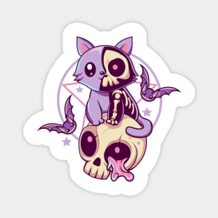 Skull Cat Kawaii Gothic Magnet