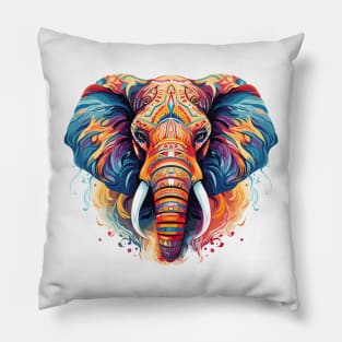 Colorful Decorative Indian Elephant Design Pillow