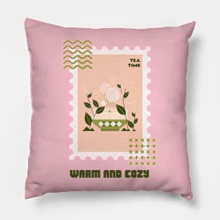 Tea Time Tea Lover Tea Party Stamp Stamps Pillow