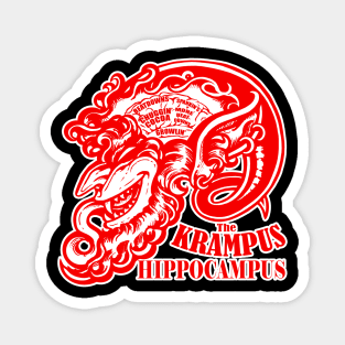 The Krampus Brain - Krampus Hippocampus Red Design, White Outlined Version Magnet