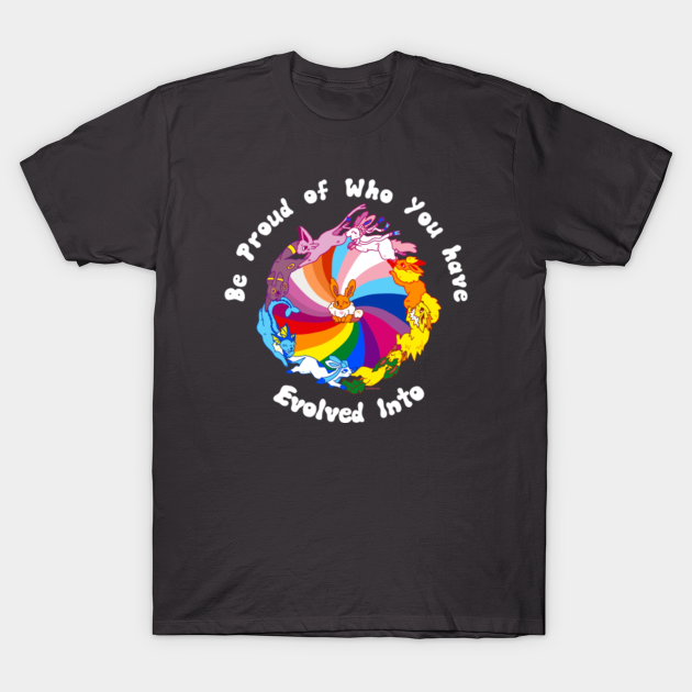 Pride Evolution - White Text - Pride - T-Shirt