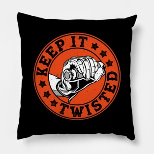 Keep It Twisted Funny Vintage Motorbike Speed Racing Biker Pillow