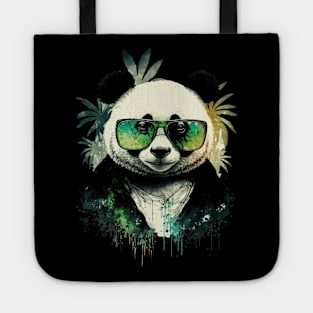 Panda wearing Sunglasses surrounded by Bamboo Leafs Tote