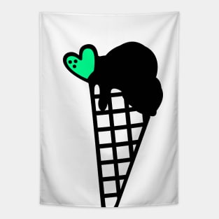 Snow Cone Icecream Black with Mint Tapestry