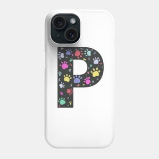 P letter  with colorful paw print Phone Case